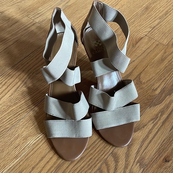 Vince Camuto Beige Strappy Sandals with cone heel - Picture 1 of 5